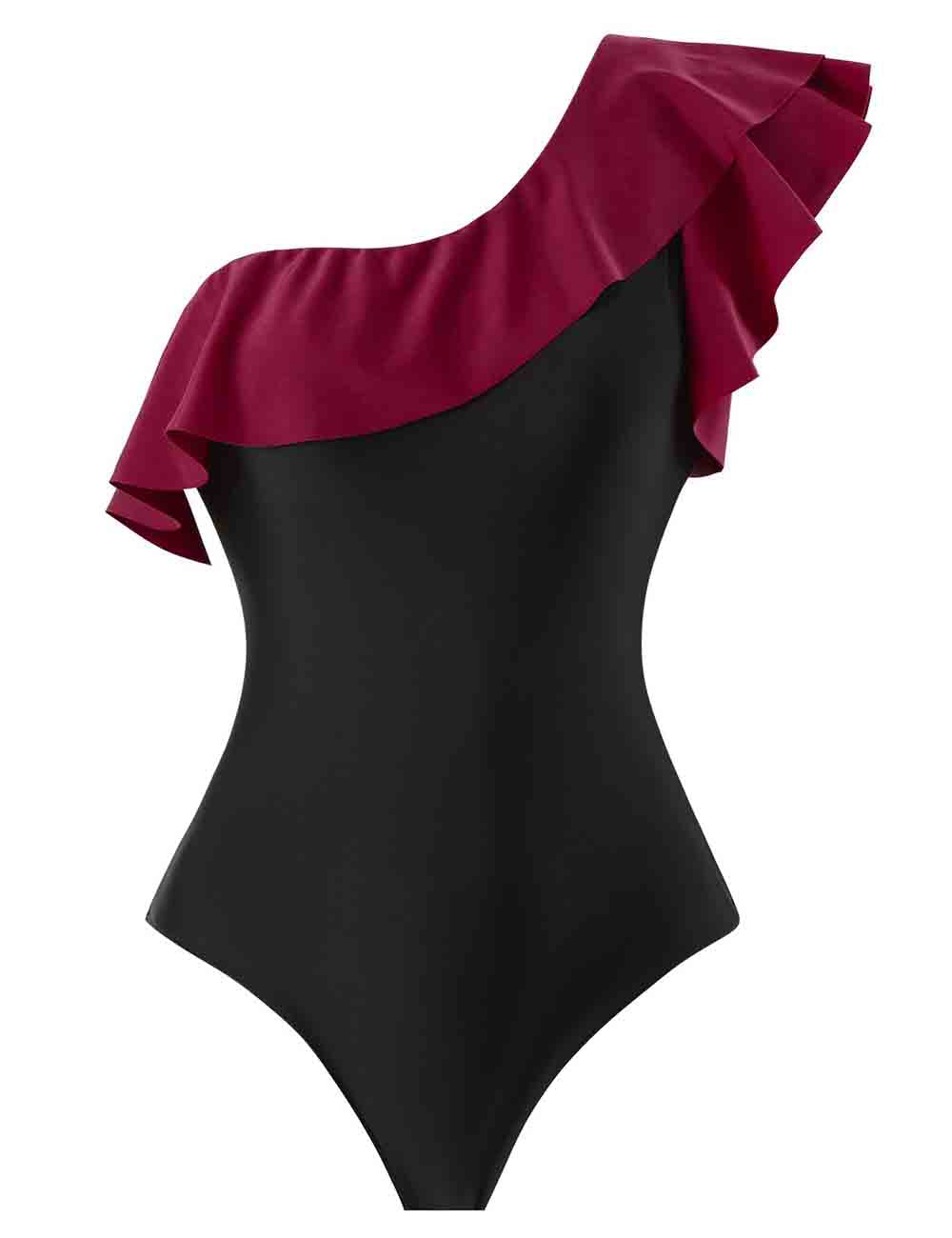Ladies One Shoulder One Piece Swimwear with Salond