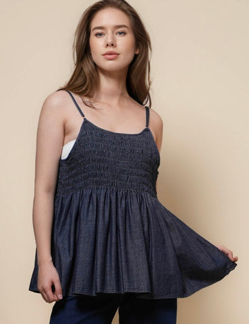 Ladies String Tie One Size Denim Cami Top SKT50122