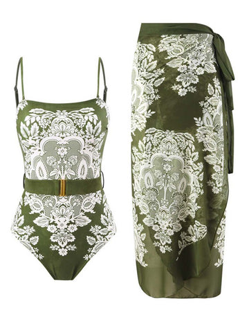 Ladies String Shoulder One Piece Swimwear with Salong