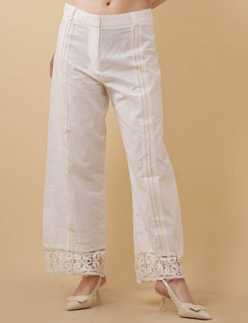 Ladies Lace Hollow Out Straight Leg Pants 8SKP50463