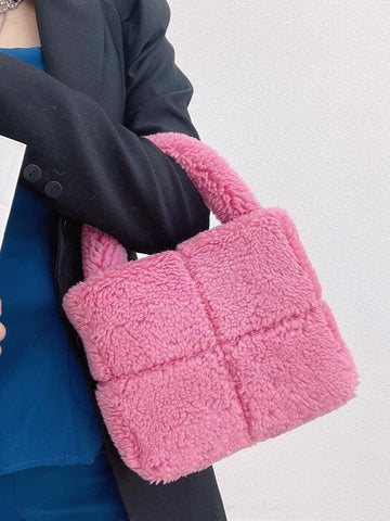 Ladies Fleece Faux Fur Looking Hand Bag SKAB4099