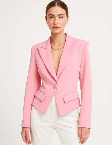 Ladies Solid Color Lapel Neck Blazer Coat L103