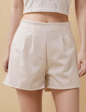 Ladies Solid Color Wool Blend Wide Leg Shorts