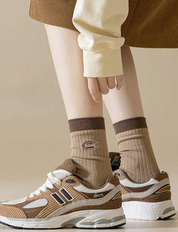 Ladies Color Block Stripe Cotton Socks 5 Pairs/Pack SKASC4171
