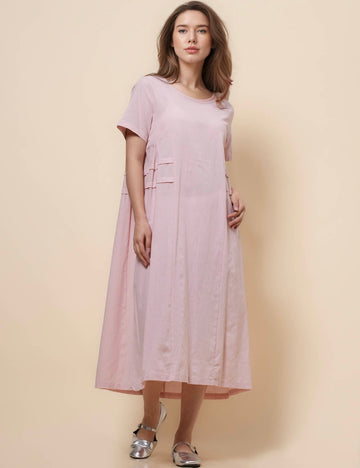 Ladies Round Neck Relaxed Midi Dress SKD41136