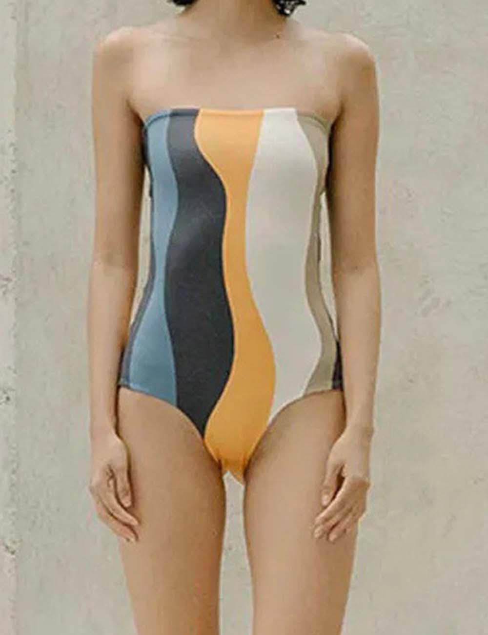 Ladies Off-Shoulder One Piece Swimwear with Salong