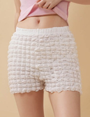 Ladies Solid Color Ruched Elastic Waist Mini Hot Shorts