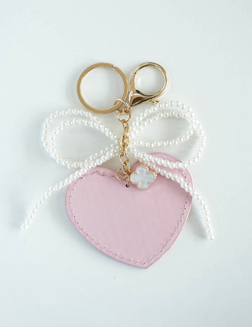Sweet PU Heart Pendant Beads Bowtie Key Chain SKAJ50262