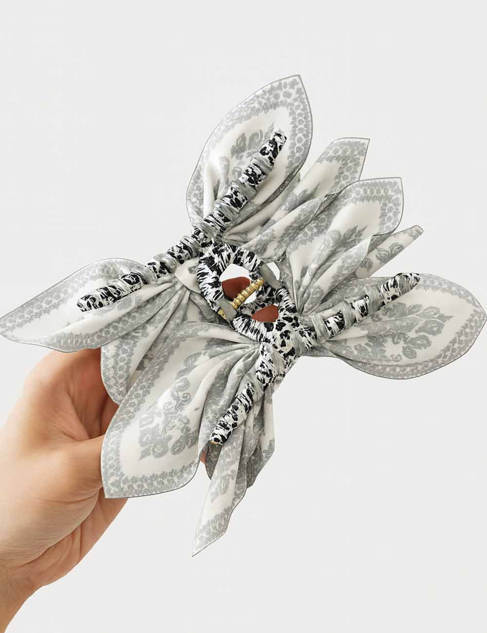 Ladies Chic Paisley Floral Print Bow Knot Hair Clip