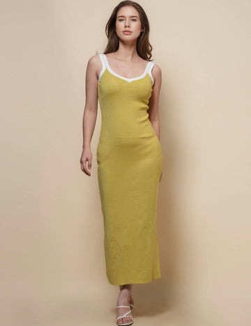 Ladies V-Neck Split Knit Cami Midi Dress SKD50141