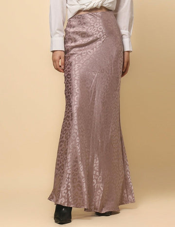 Ladies Leopard Print Satin Fish Tail Midi Skirt SKS4788