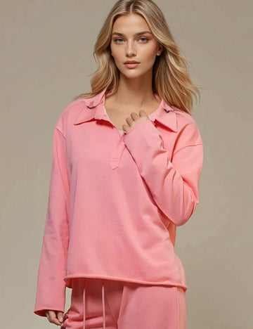 Women Turndown Neck Pullover Sweatshirt SKST50780T