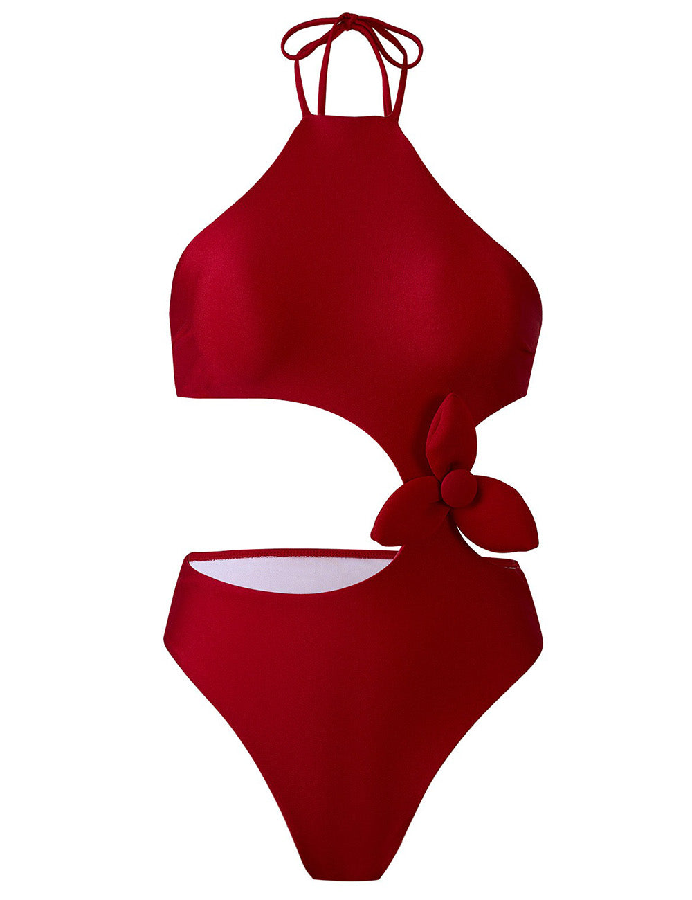 Ladies Halter Back Open One Piece Swimwear with Salong