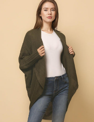 Ladies Bat Sleeves Open Front Knit Cardigan SKT4763