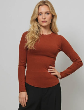 Ladies Overlock Long Sleeves Bastic Everyday Tee SKT613