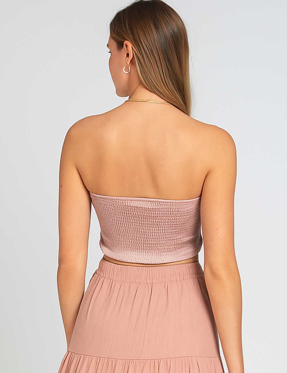 Ladies Strapless Sleeveless Corset 3D Flower Beading Tube Top