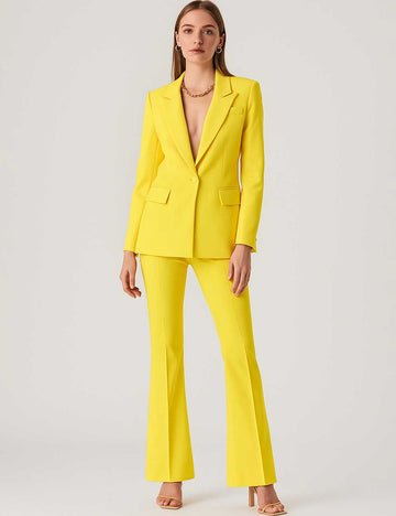 Ladies Notched Lapel Flared Leg Blazer & Pants Suit