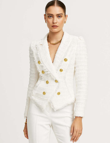 Ladies Tassel Tweed Blazer and Shorts Set L111