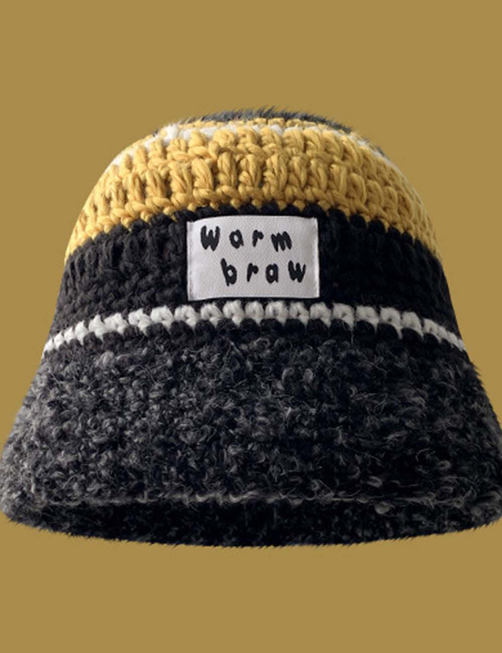 Ladies Faux Fur Letter Patch Knit Hat