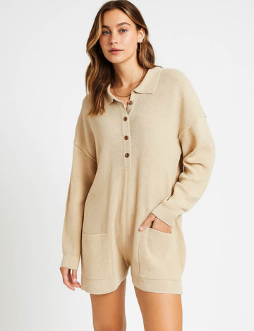 Ladies Solid Color Long Sleeves Sweater Romper SKJ516