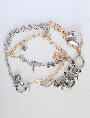 Metal Bag Chain Heart Evil Eye Pendant Chic Bag Charm SKAJ50271