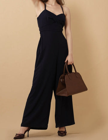 Ladies Solid Color Strape Shoulder Jumpsuit 8SKJ51160