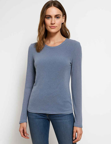 Ladies Pullover Solid Color Rhinestone Long Sleeves Layering Top