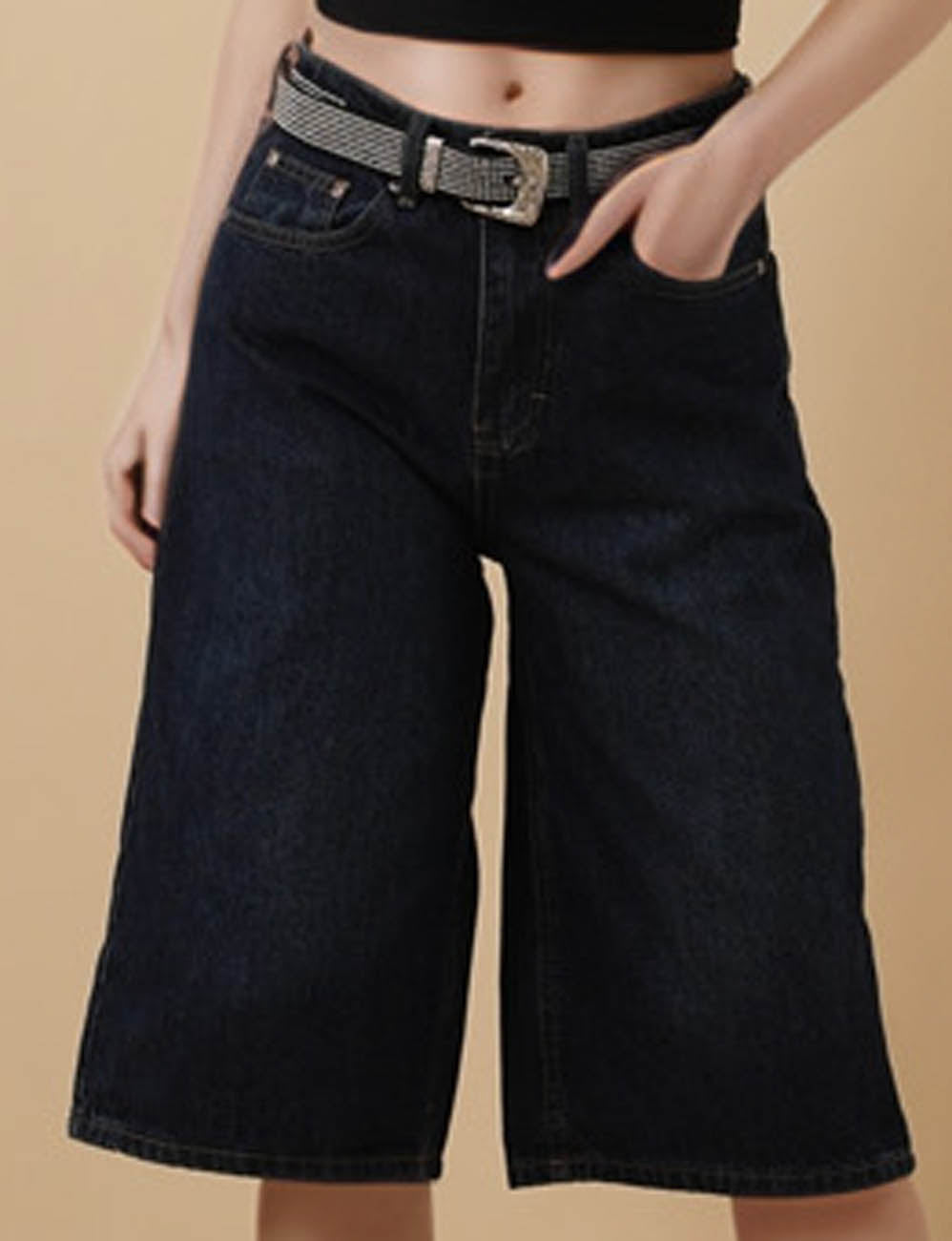 Ladies Straight Wide Leg Capri Jeans 8SKS5M73