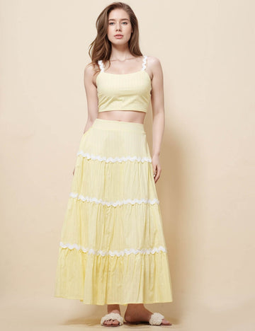 Ladies Color Block Cami Top & Skirt Set SKD51290