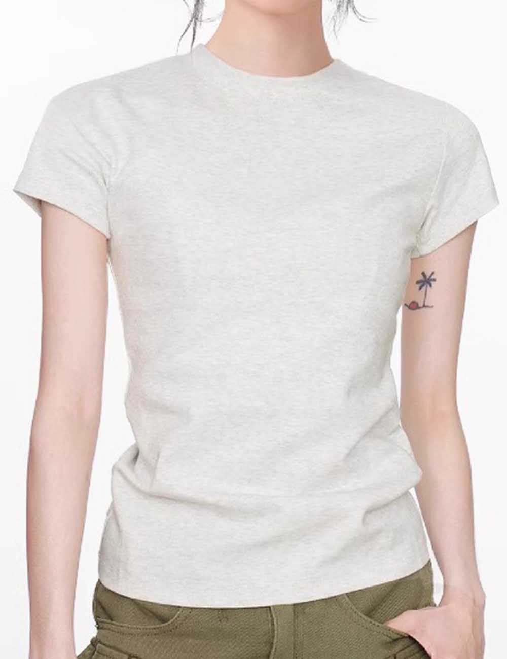 Ladies Basic Solid Color Short Sleeves T-Shirt