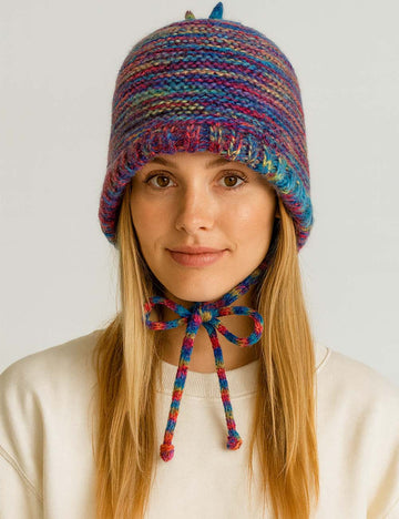 Ladies Multi Color Braided Cord Knit Hat