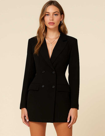 Ladies Notched Lapel Hip Wrap Blazer Mini Dress