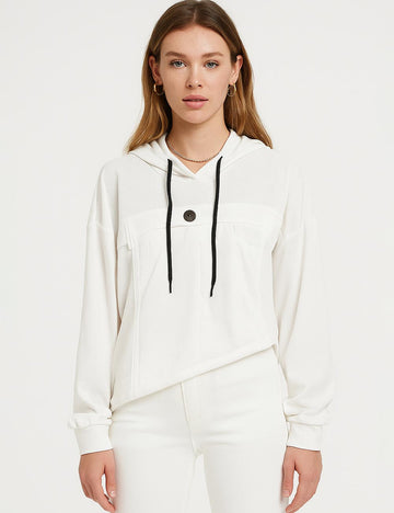 Ladies Inregular Hem Hoodie Shweatshirt SKT0789