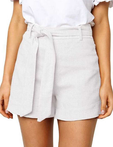 Ladies Solid Color String Tie Shorts