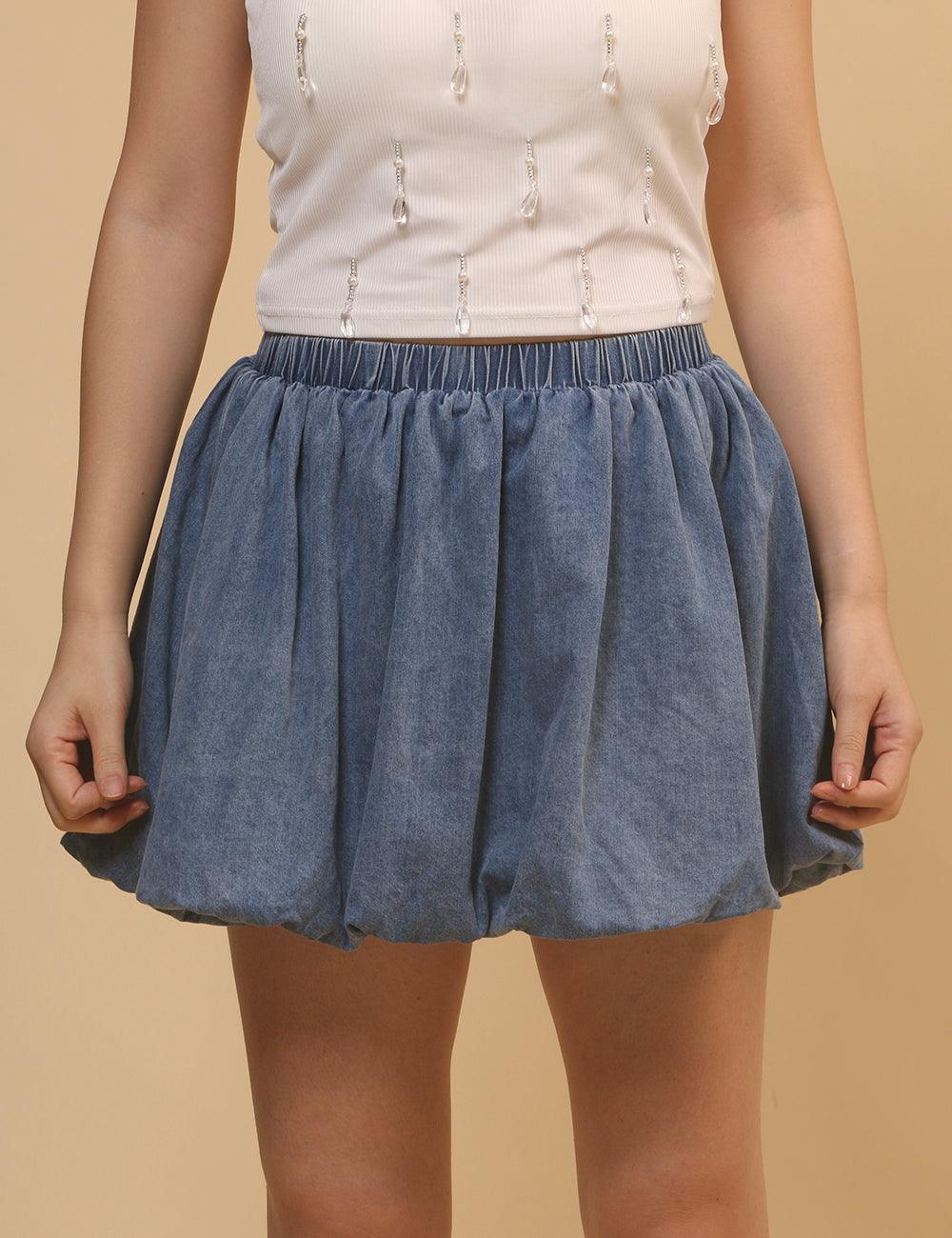 Ladies Denim Bubble Mini Skirt SKS4616