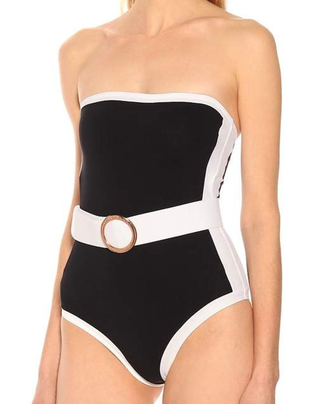 Ladies String Shoulder Belt One Piece Swimwear with Salong