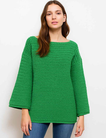 Ladies Solid Color Round Neck Chunky Knit Sweater