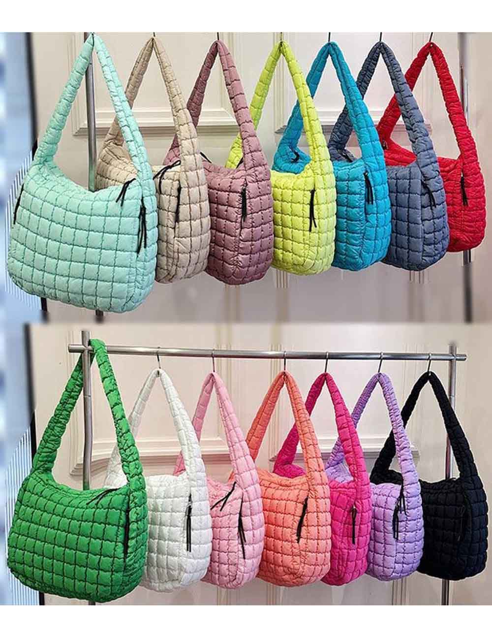 Ladies Lightweight Puffer Zip Closure Handbag SKAB019