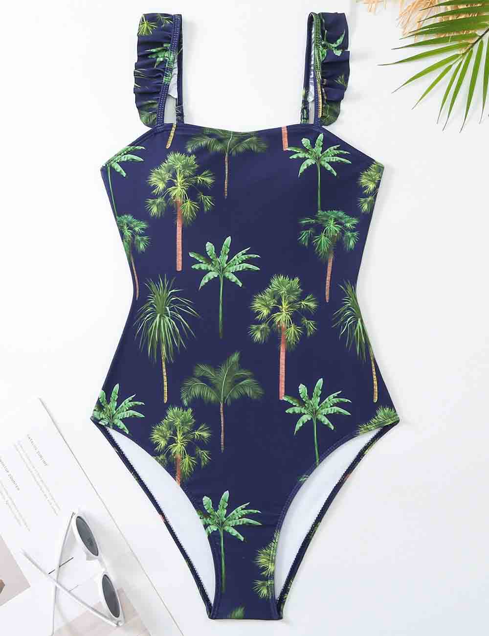 Ladies Coconut Print One Piece Swimwear with Salong