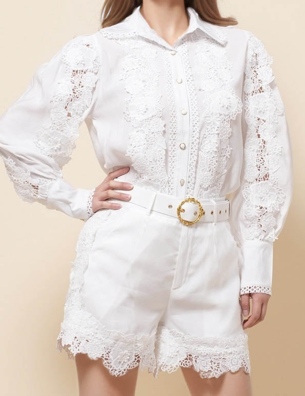 Ladies Long Sleeves Floral Top & Shorts 2PCS Set SKST51187
