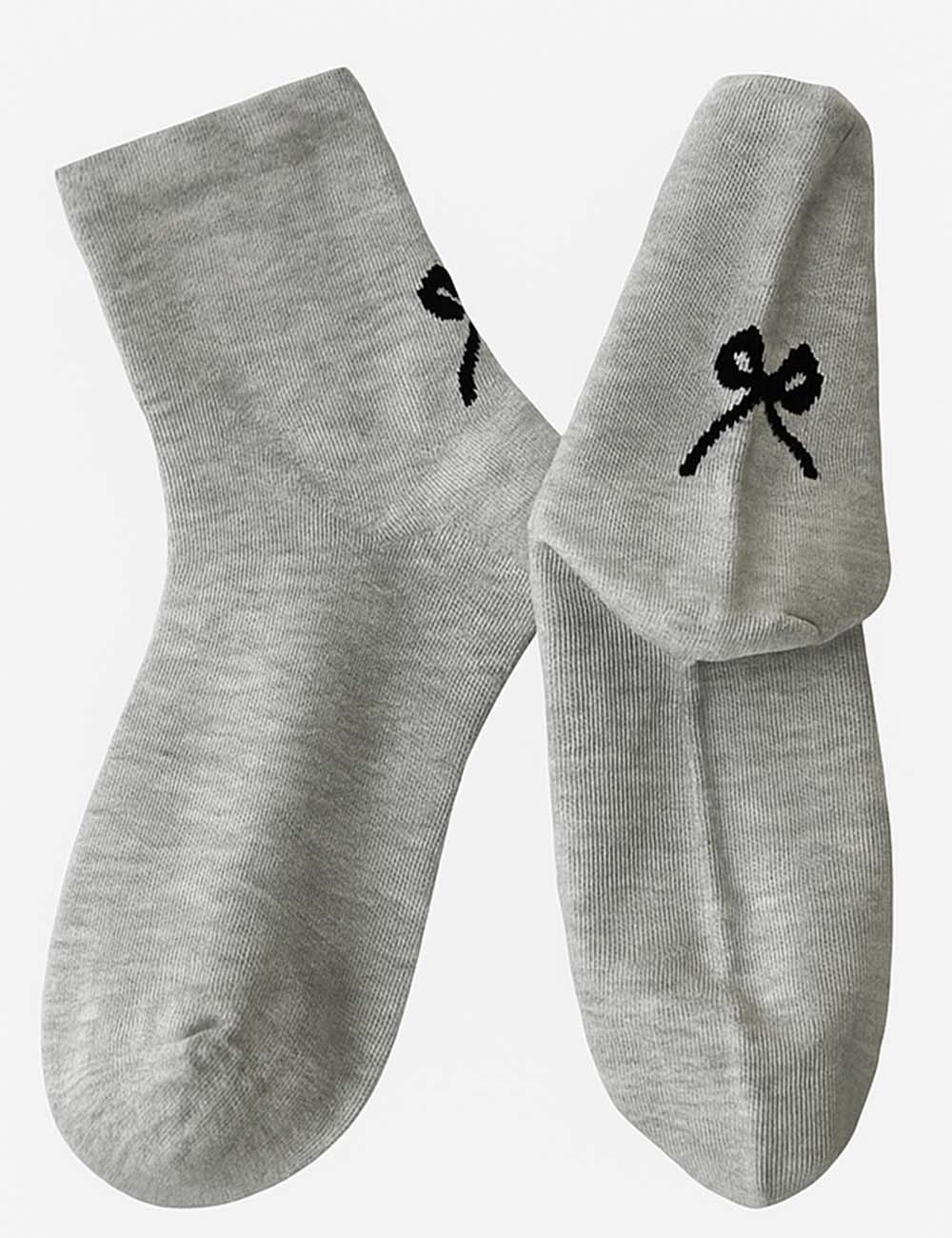 Ladies Cute Bow Pattern Knit Midi Calf Socks