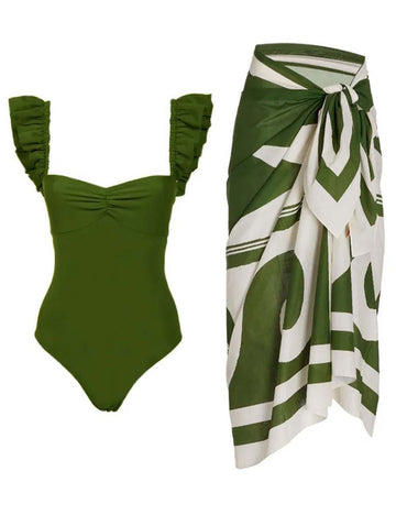 Ladies Back Open One Piece Swimwear with Salong