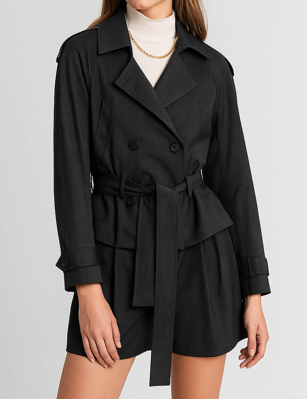 Ladies Casual Suit Set Double Breasted Blazer & Shorts 2PCS Set