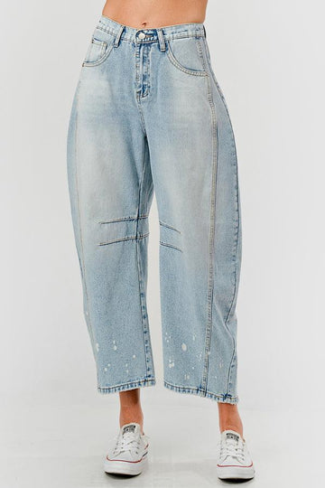 Ladies Baggy Mid Rise Barrel Denim Pants SKP522