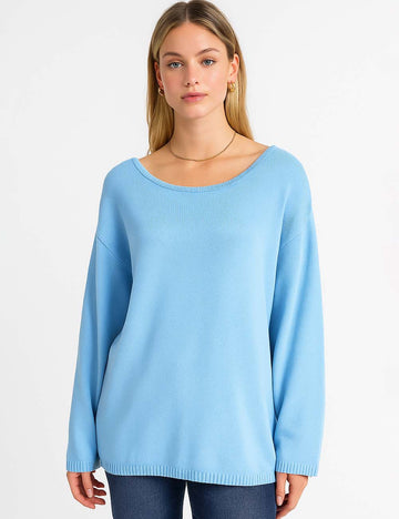 Ladies Deep V-Shaped Backless Round Neck Knit Blouse