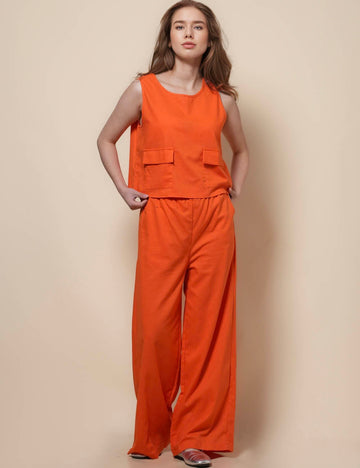Ladies Sleeveless Top with Pants 2PCS Set SKST41282