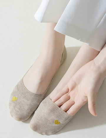Ladies Embroidery Heart/Cat Knit Boat Socks SKAS50025