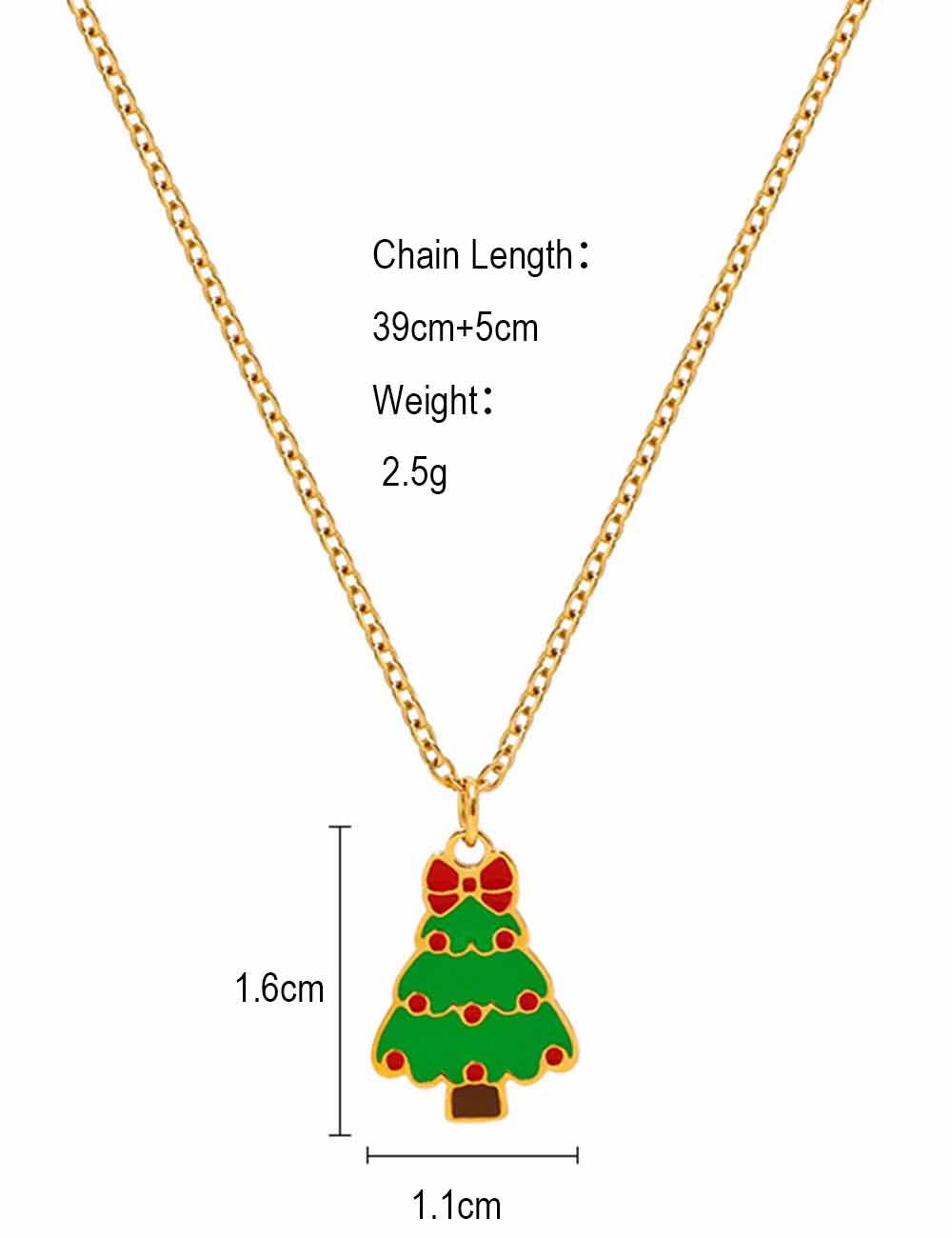 Ladies Christmas Tree Pendant Holiday Necklace