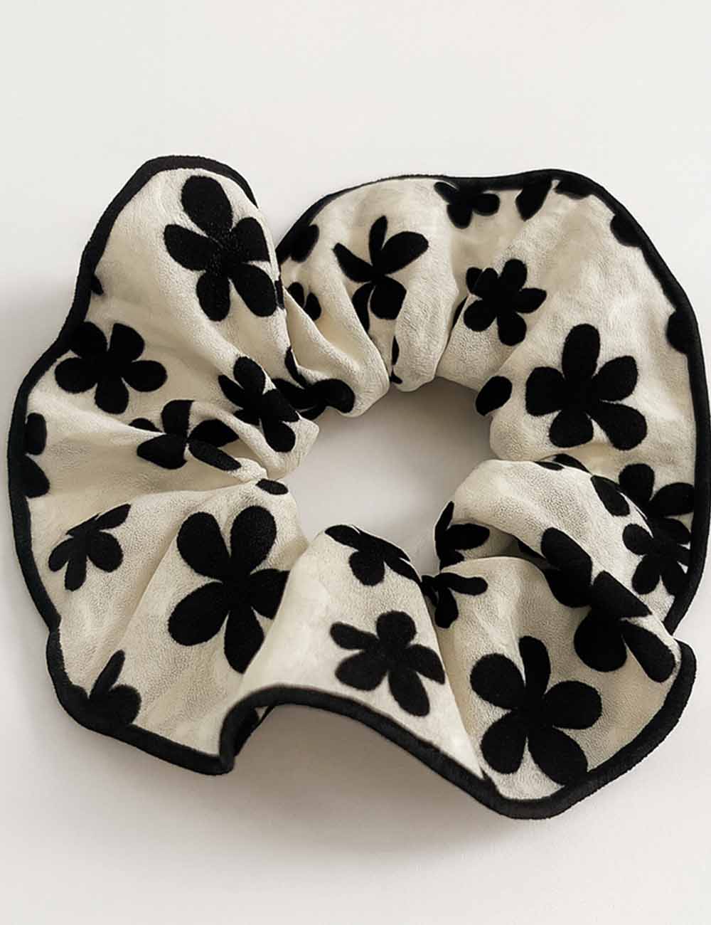 Ladies Vintage Color Block Floral Print Fabric Scrunchie