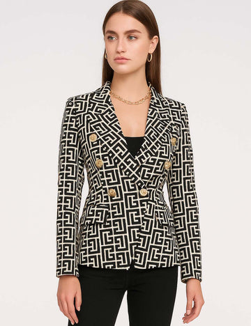 Ladies Elegant Lapel Color Block Blazer 0802
